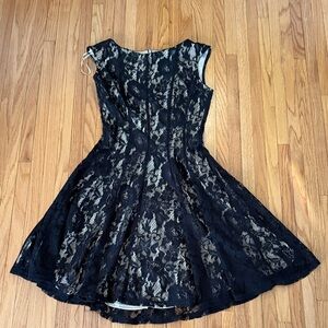 Danny & Nicole Black and Cream Lace Mini Dress
